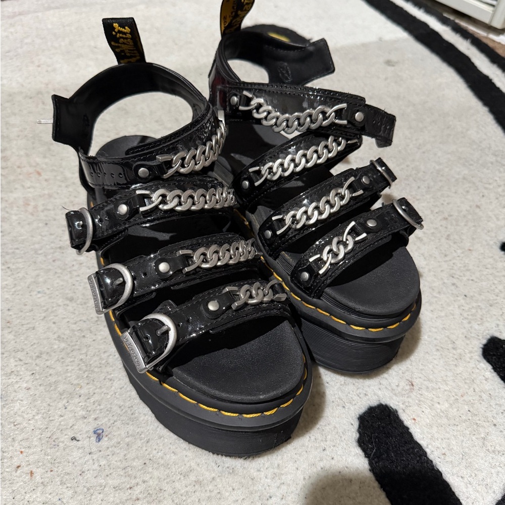 Dr. Martens Blaire II Quad Sandals with Silver Chains in 6L
